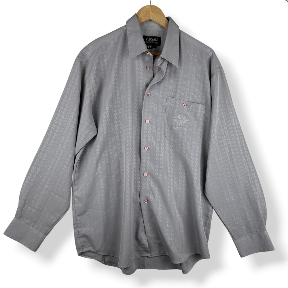 Versace Jeans Couture Shirt Mens Size Large Embroidered Medusa‎ Luxe Vintage Y2K